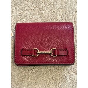 NWT Michael Kors Carson Small Flap Wallet Cherry Pebbled Leather $178 Retail